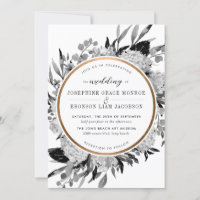 Modern Black and White Watercolor Floral Frame