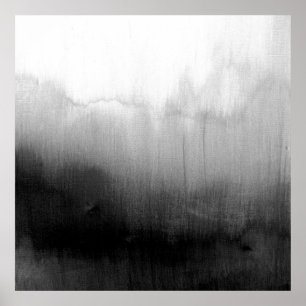 Modern Black and White Watercolor Gradient Poster