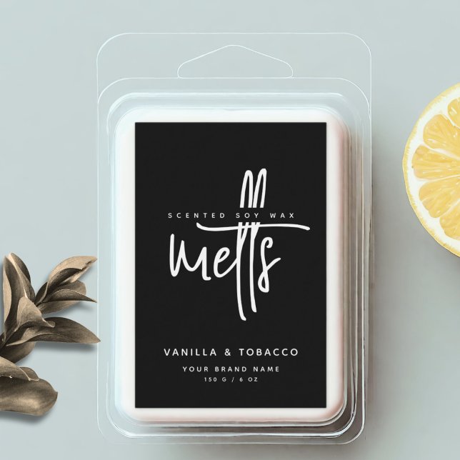 Modern black and white wax melt food label (Creator Uploaded)