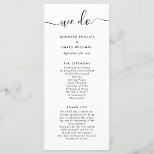 Modern Black and White We Do Wedding Program Programme