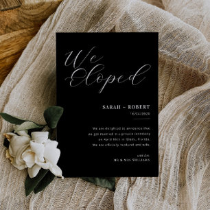 Modern black and white wedding announcement
