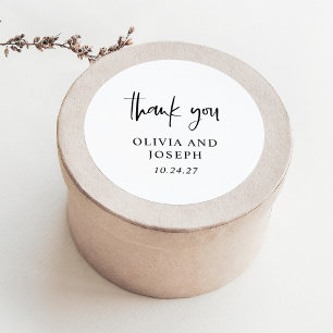 Modern Black and White Wedding Classic Round Sticker