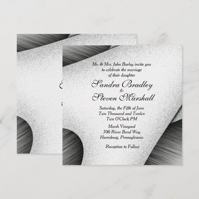 Modern Black and White Wedding Invitation (Front/Back)