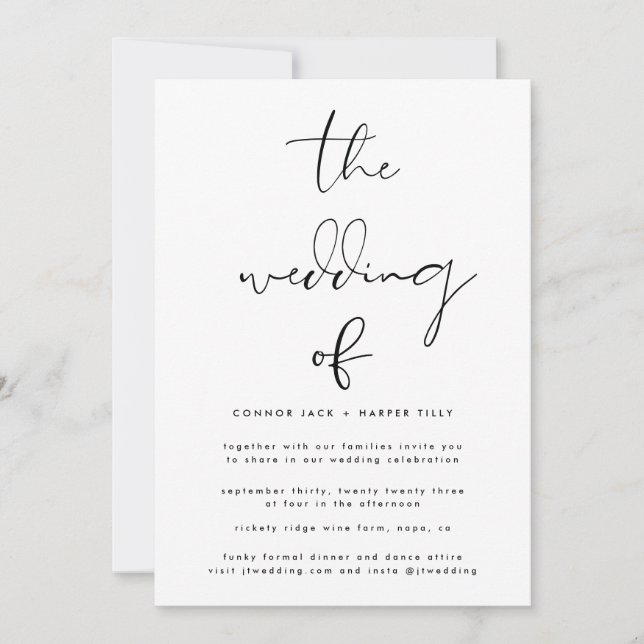 Modern Black and White Wedding Invitation (Front)