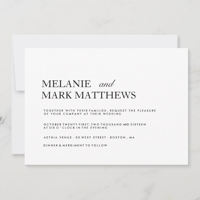 Modern Black and White Wedding Invitations (Front)
