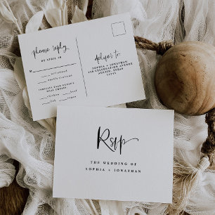 Modern Black and White Wedding   Meal Choice RSVP Postcard