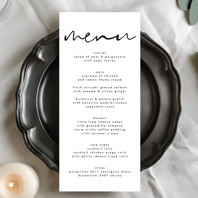 Modern Black and White Wedding Menu (Creator Uploaded)