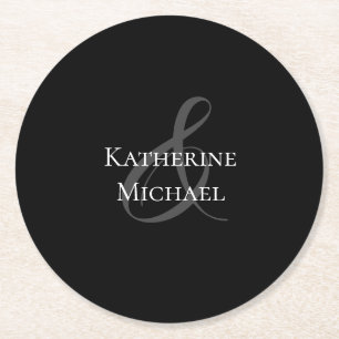 Modern Black and White-Wedding Paper Coaster