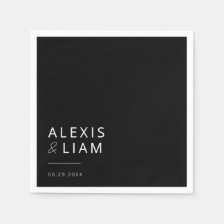 Modern Black and White Wedding Personalised Napkin