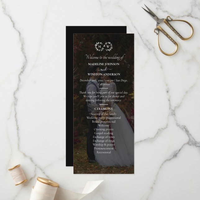 Modern Black And White Wedding Photo Programme (Front/Back In Situ)