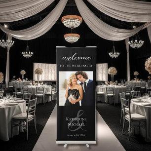 Modern Black and White-Wedding-Photo- Retractable Banner