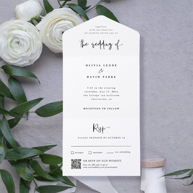 Modern Black and White | Wedding QR Code All In One Invitation (Creator Uploaded)