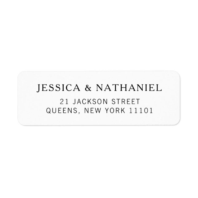 Modern Black and White Wedding Return Address (Front)
