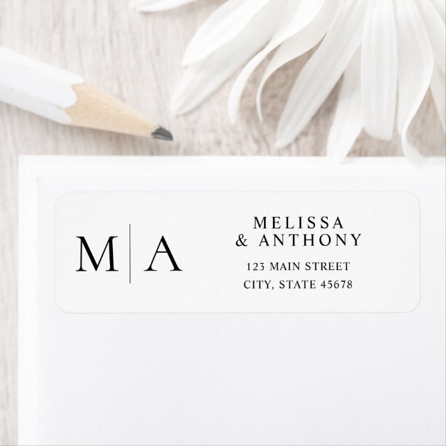 Modern Black and White Wedding Return Address (Insitu)