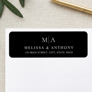 Modern Black and White Wedding Return Address