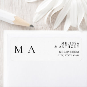 Modern Black and White Wedding Return Address