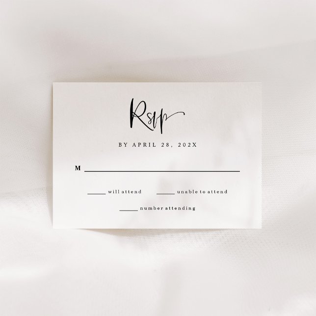 Modern Black and White Wedding RSVP Card (Creator Uploaded)