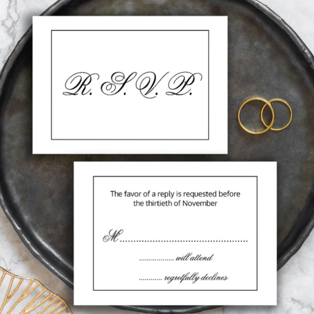 Modern Black and White Wedding RSVP Card (Creator Uploaded)