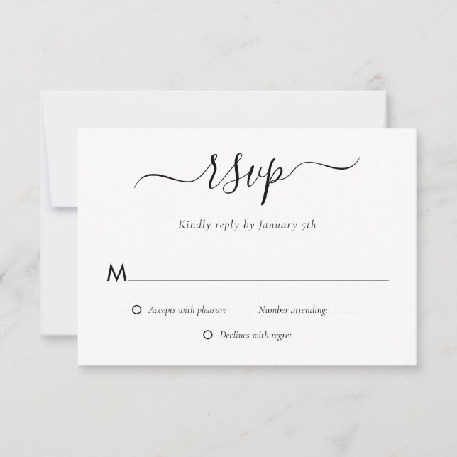 Modern Black and White Wedding RSVP Cards (Front)