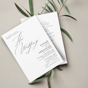 Modern Black and White Wedding RSVP QR Code Invitation
