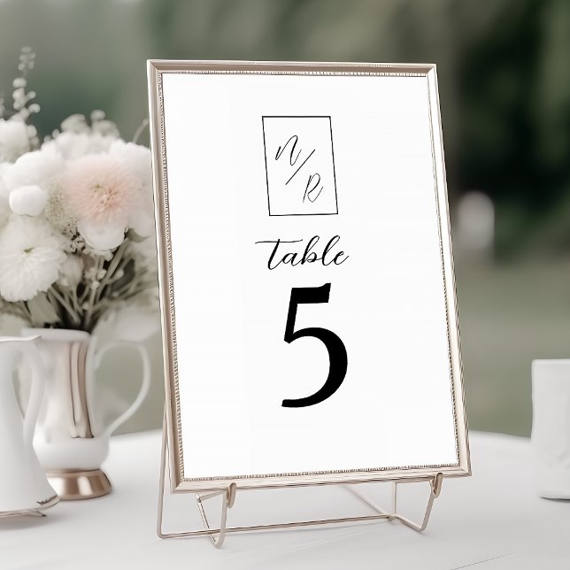 Modern Black and White Wedding Table Number (Creator Uploaded)