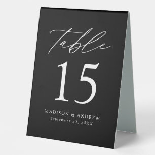 Modern Black and White Wedding Table Number
