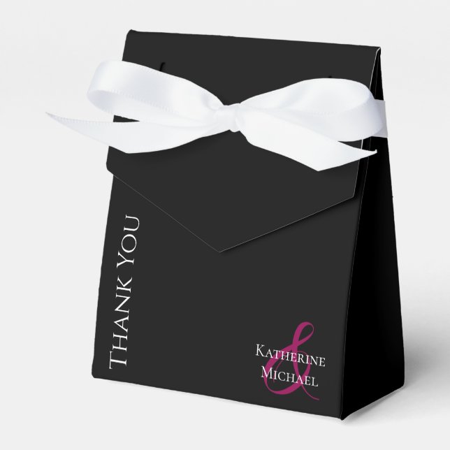 Modern Black and White-Wedding Thank you Favour Box (Front Side)