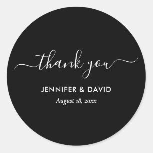 Modern Black and White Wedding Thank You Stickers