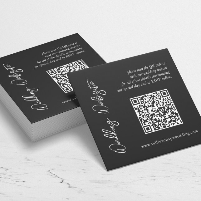 Modern Black And White Wedding Website Enclosure Card (Creator Uploaded)