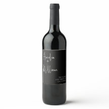Modern Black and White Wedding Wine Labels