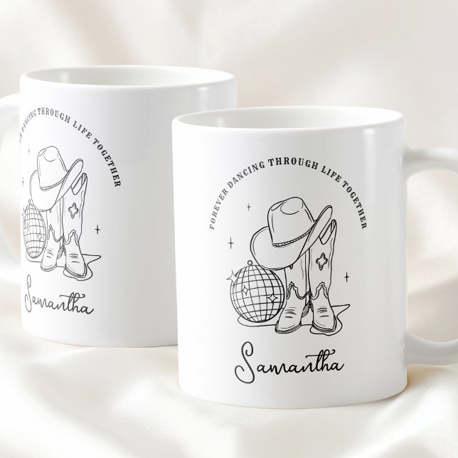 Modern Black and White Western Disco Cowgirl Bff Coffee Mug (Modern Black and White Western Disco Cowgirl Bff Coffee Mug)