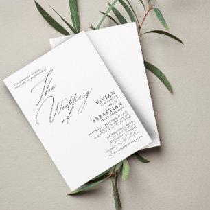 Modern Black and White White Wedding  Invitation