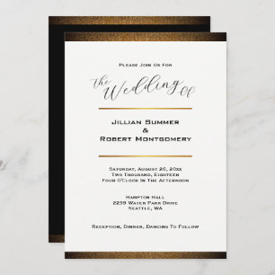 Modern Black and White With Gold Wedding Invitation