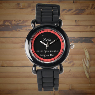 Modern Black and White with Red Circle Watch