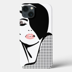 Modern black and white woman portrait minimalist  iPhone 13 case