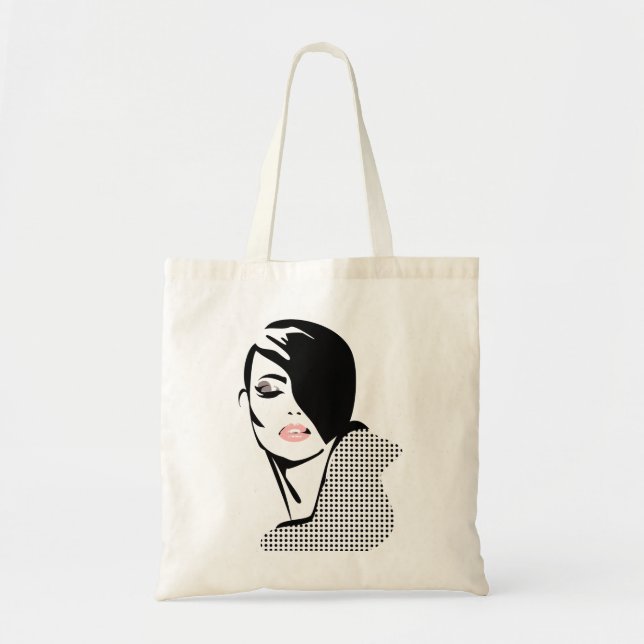 Modern black and white woman portrait minimalist  tote bag (Front)