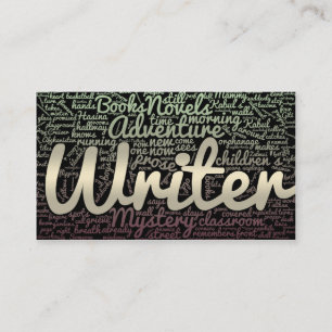 Modern Black and White Word Cloud Writers Authors Business Card