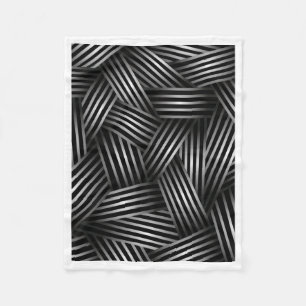 Modern Black and White Woven Stripes Fleece Blanke Blanket