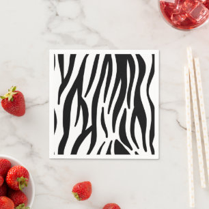 Modern black and white zebra stripes pattern napkin