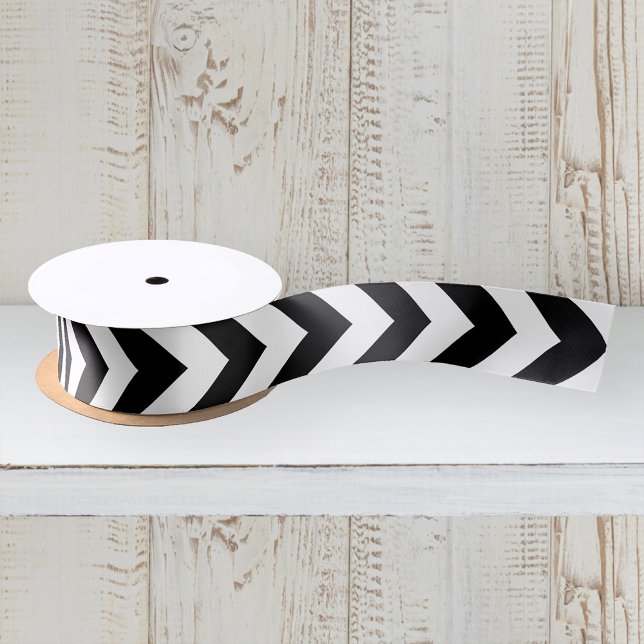 Modern Black and White Zigzag Chevron Pattern Satin Ribbon (Creator Uploaded)