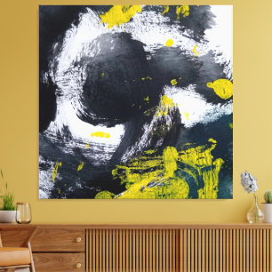 Modern Black and Yellow Abstract Canvas Print