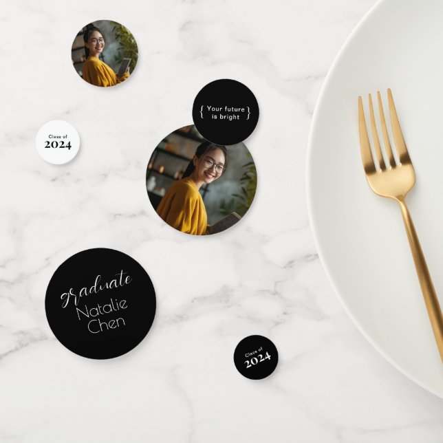 Modern Black Arch Graduation Photo Party Confetti (Group)