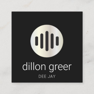 Modern Black Audio Music DJ Square Business Card