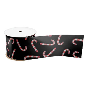 Modern Black Baby Candy Cane Vintage Christmas Satin Ribbon