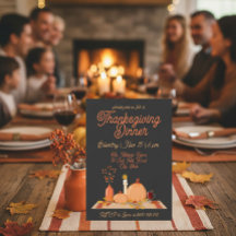 Modern Black Background Thanksgiving Dinner 
