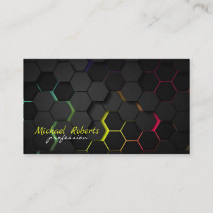 Modern Black Background With Hexagon Business Card