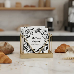 Modern Black Baked Goods Border QR Code Bakery Square Business Card