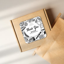 Modern Black Bakery Doodles Social Thank You