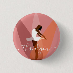 Modern black ballerina ballet dancer illustration 3 cm round badge