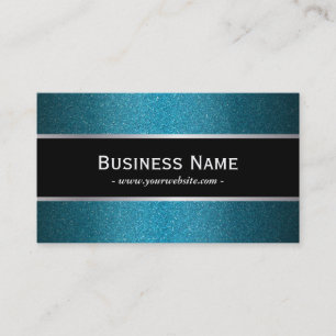 Modern Black Banner Teal Glitter Business Card
